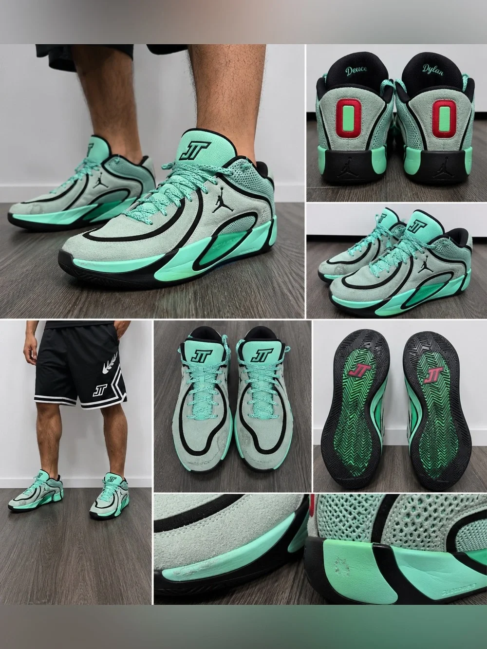 Jordan Tatum 4 Green Glow US 7.5 Basketball Sneakers